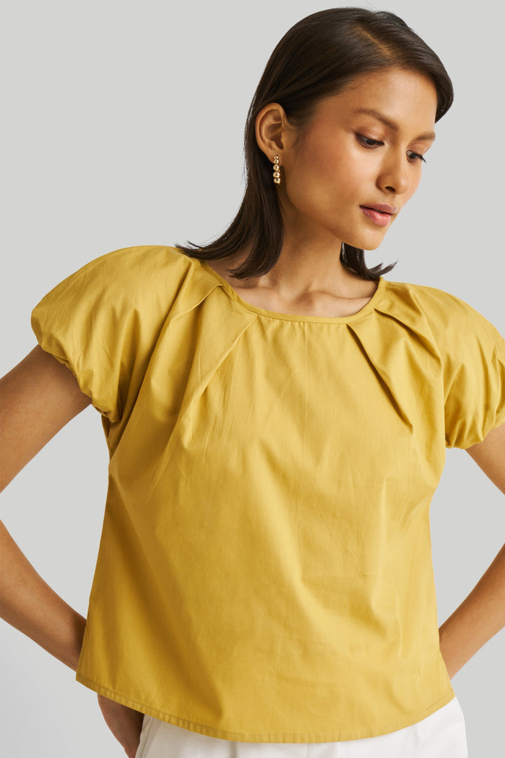 Balloon Sleeve Top in Mustard