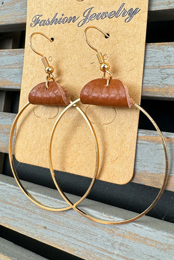 Gold Leather Hoop Earrings