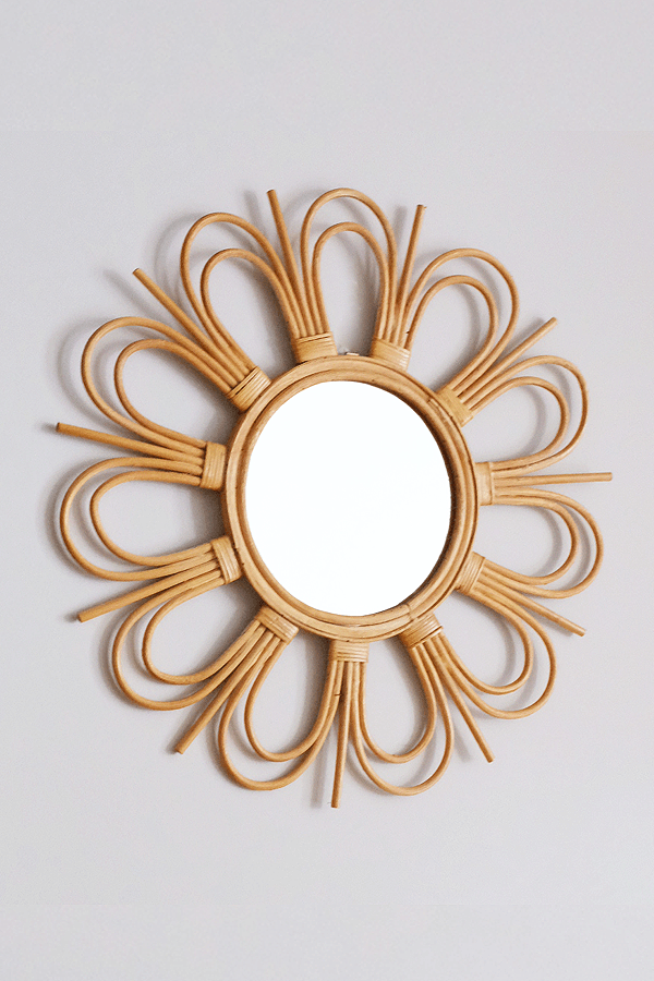 Bong Sunburst Natural Rattan Mirror