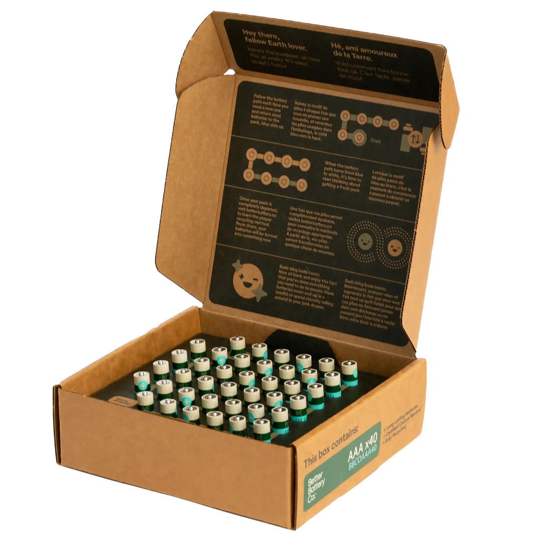 AAA Carbon Neutral Recyclable Battery | 40 Pack | by Better Battery Co.