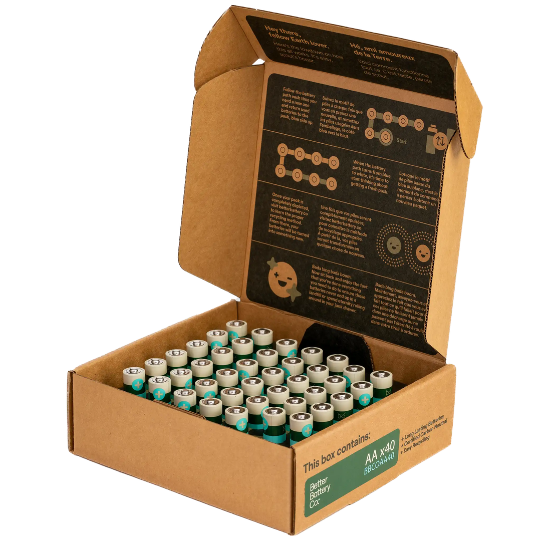 AA Carbon Neutral Recyclable Battery | 40 Pack | by Better Battery Co.