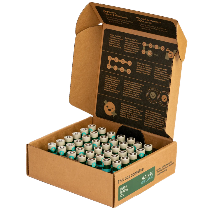 AA Carbon Neutral Recyclable Battery | 40 Pack | by Better Battery Co.