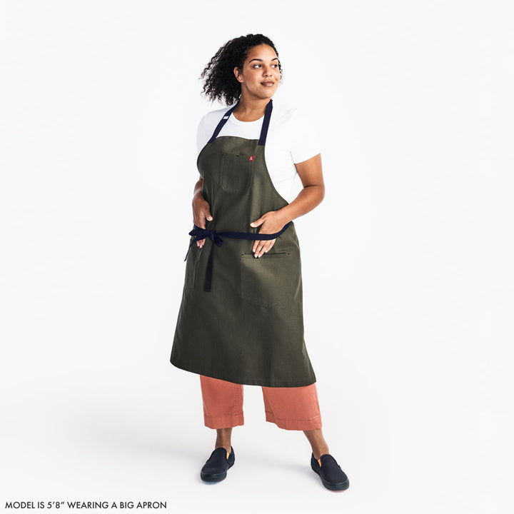 The Big Apron - Olive Green with Black Straps