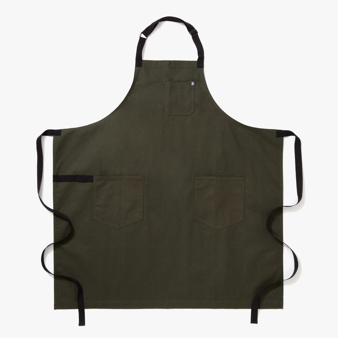 The Big Apron - Olive Green with Black Straps