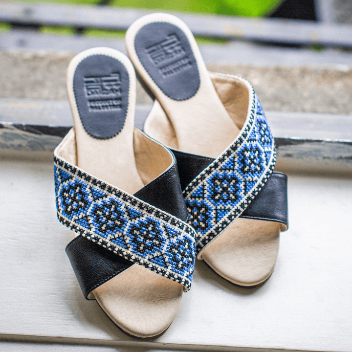 Mona Cross Strap Sandal - Sapphire Blue