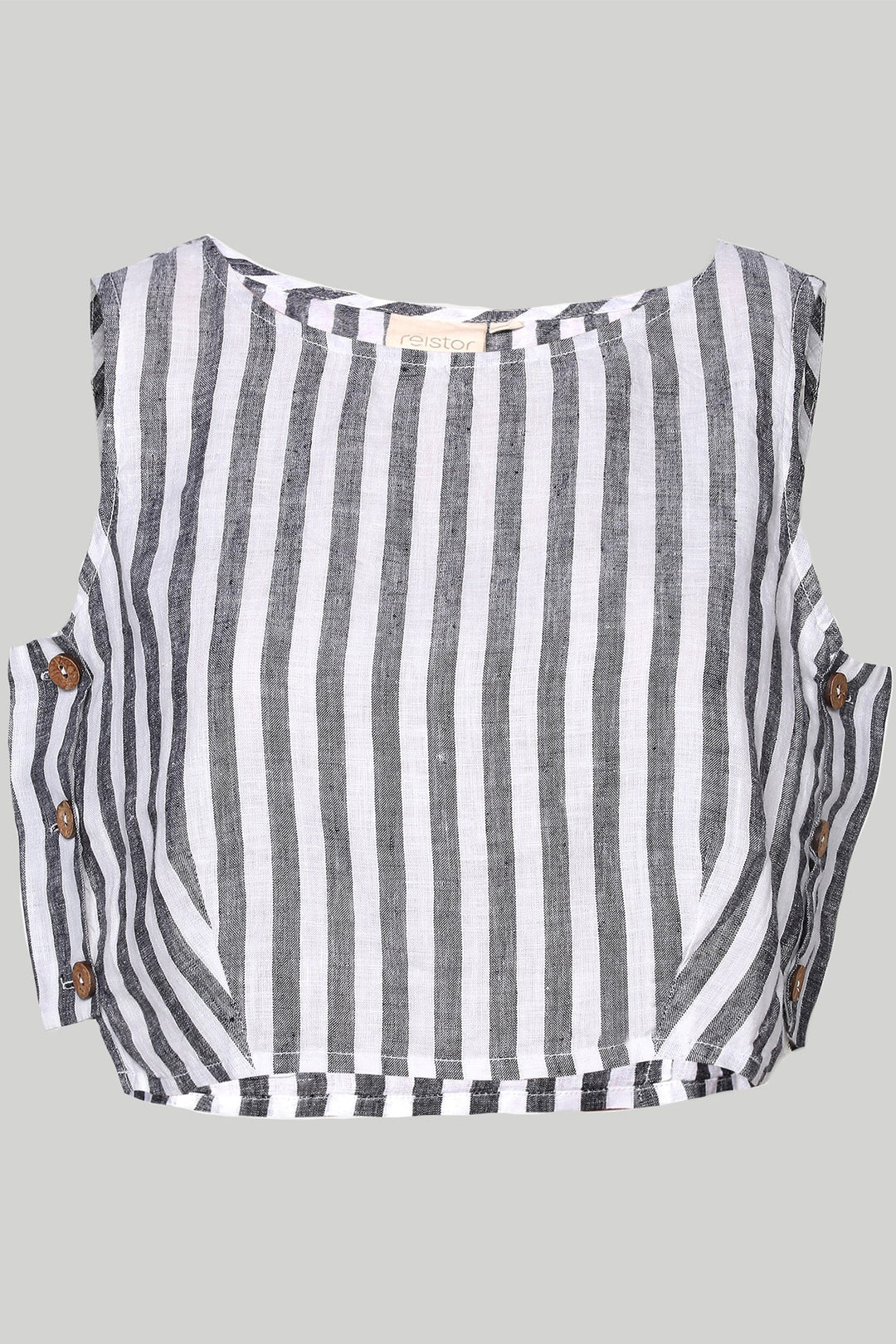 Boxy Crop Top in Linen Stripes