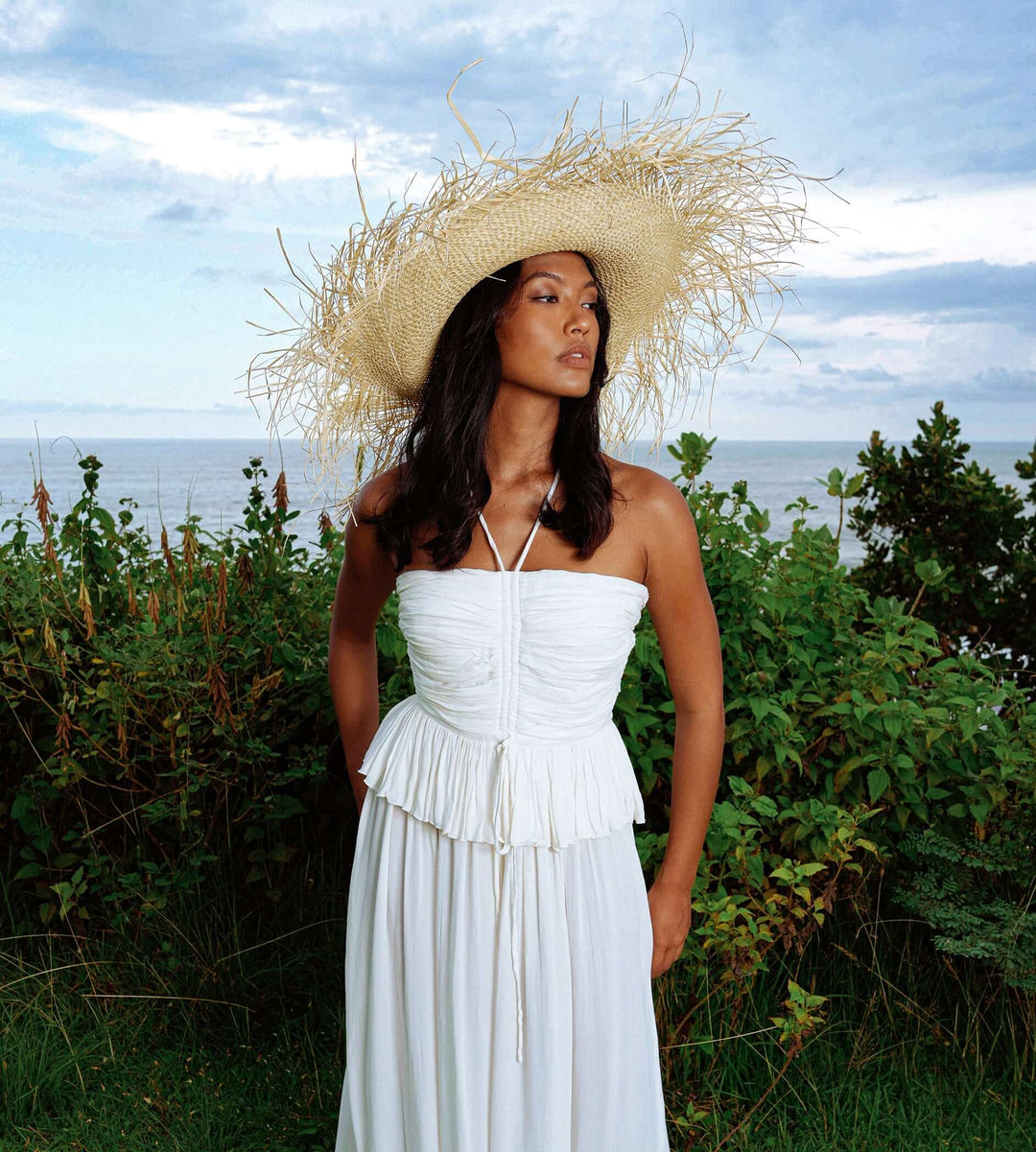 CATALINA Frayed Straw Hat In Nude