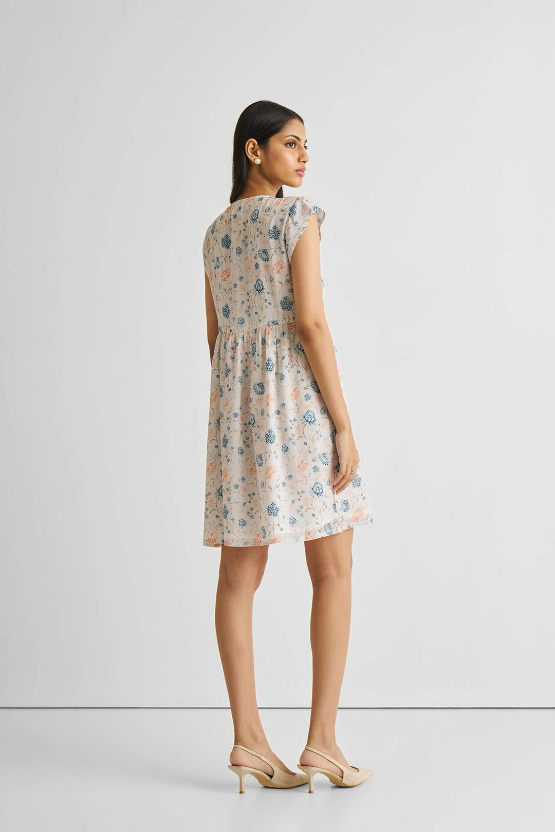 Cap Sleeved Short Dress in Florals