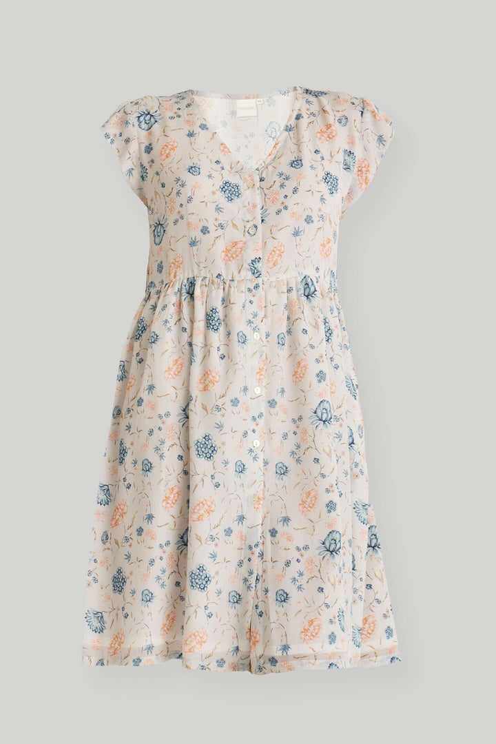 Cap Sleeved Short Dress in Florals