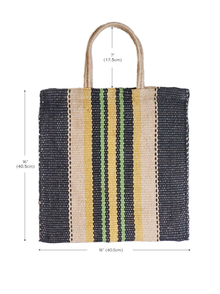 Dora Jute Tote Bag - Multi Navy