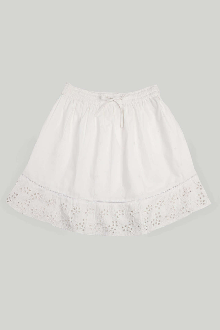 Drawstring Short Skirt in White