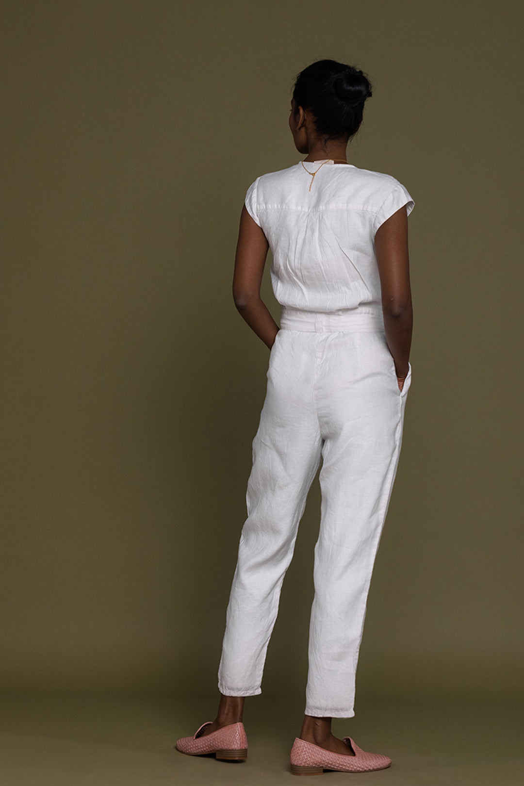 Evening Chai Jumpsuit in White