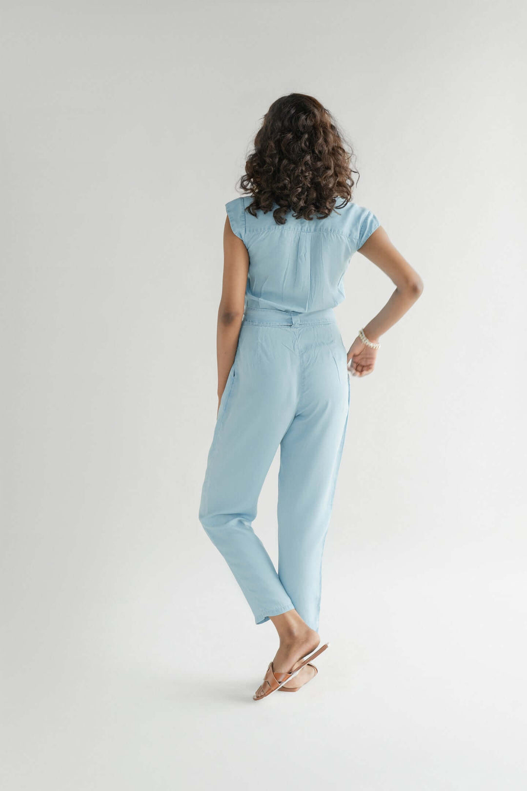 Evening Chai Jumpsuit in Blue Denim