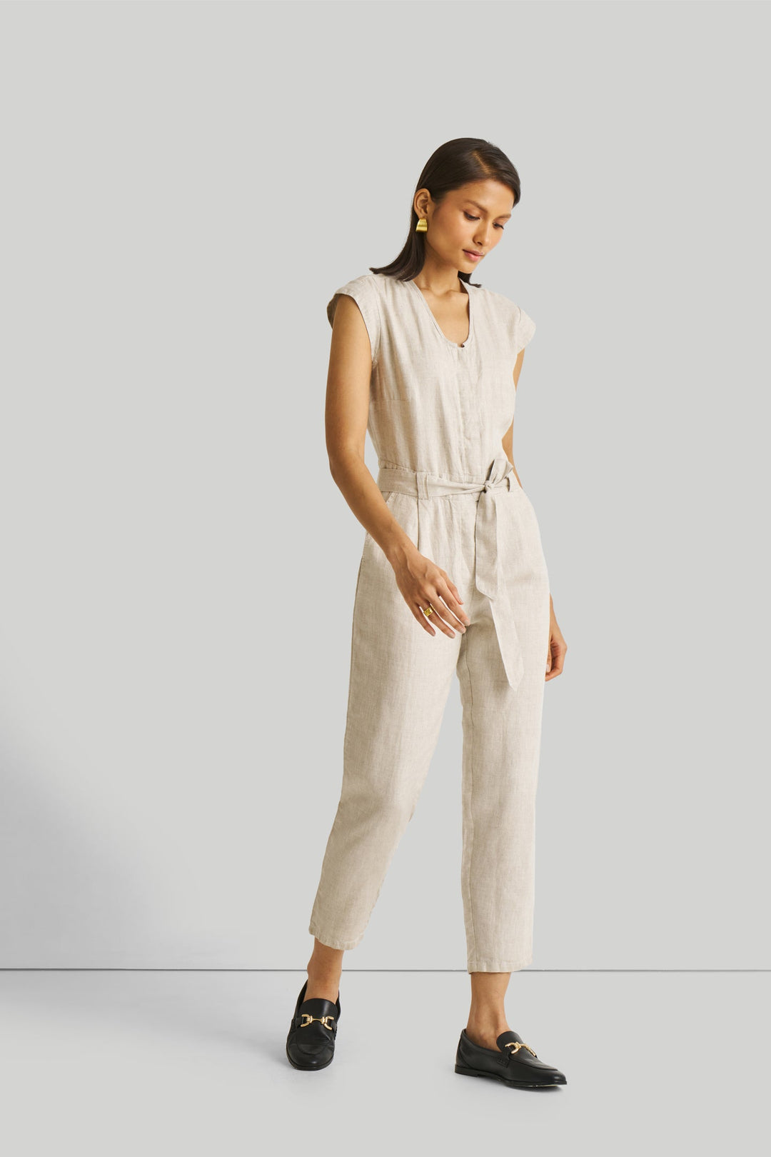 Evening Chai Jumpsuit in Light Beige