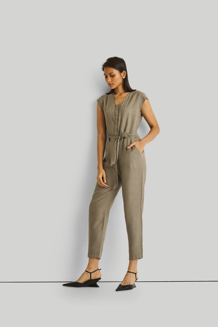 Evening Chai Jumpsuit in Dark Green