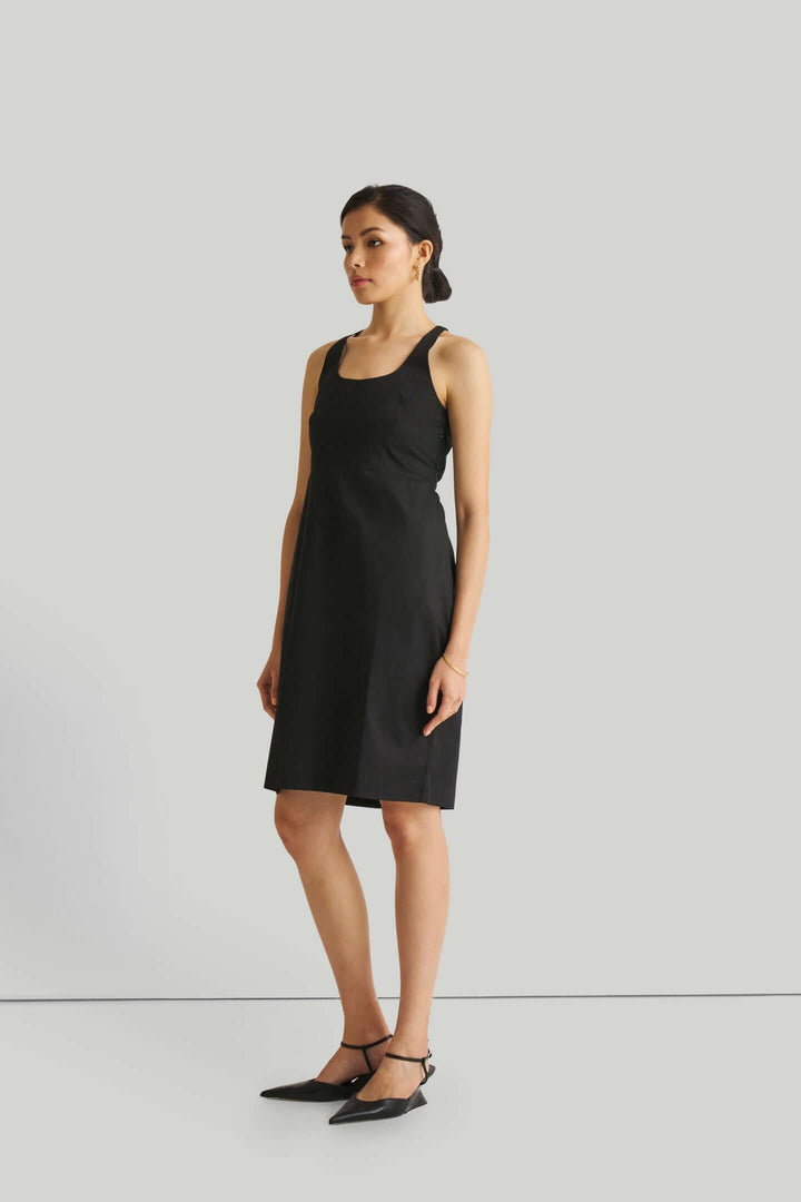 Fitted Knee Length Dress in Black