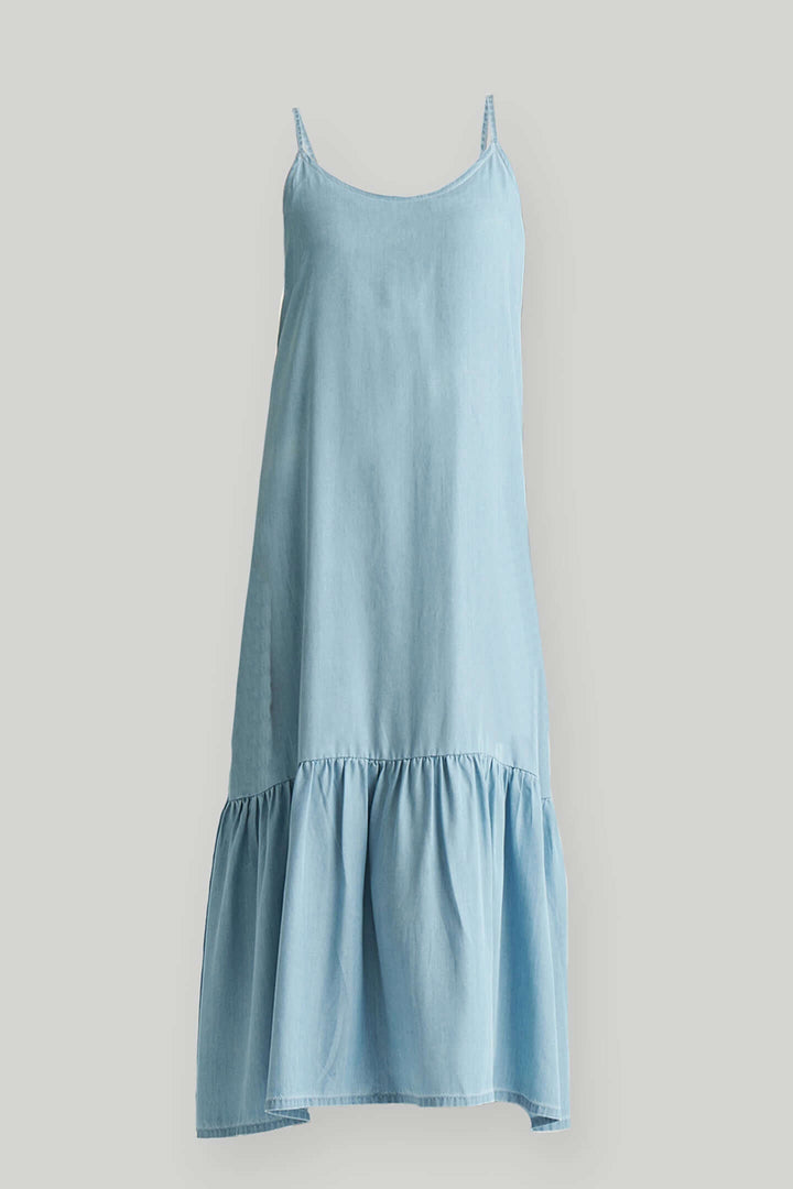 Flowy Maxi Dress in Blue Denim