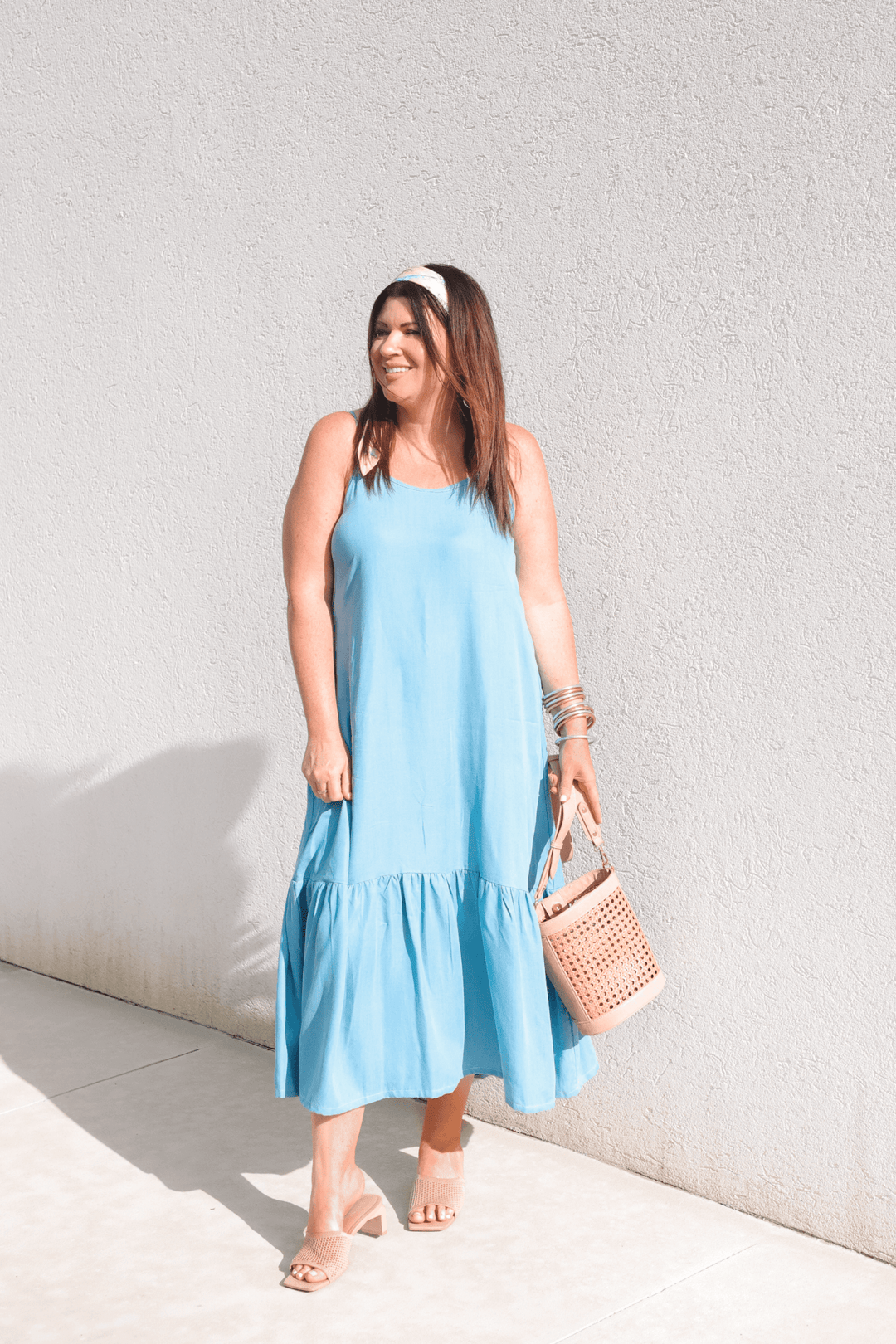 Flowy Maxi Dress in Blue Denim