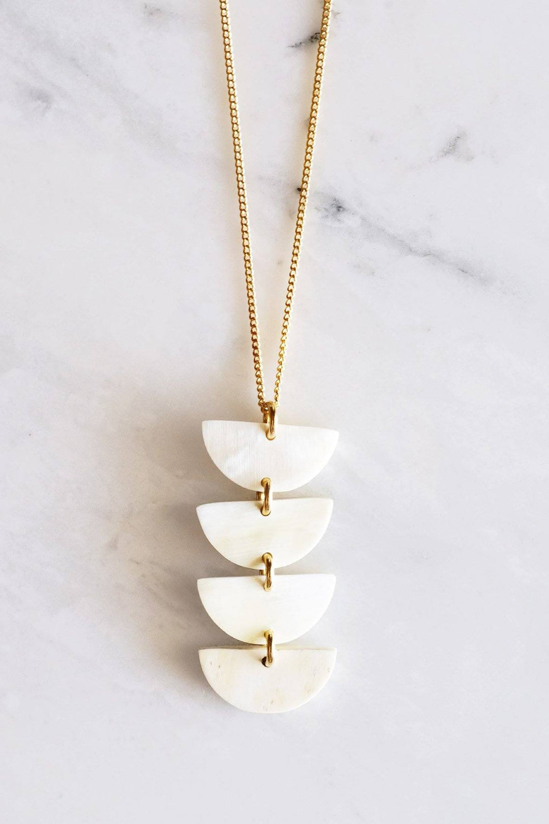 Hanoi Crescent Buffalo Horn Pendant Necklace