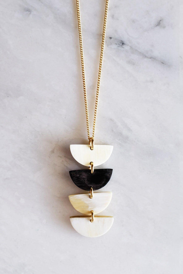 Hanoi Crescent Buffalo Horn Pendant Necklace