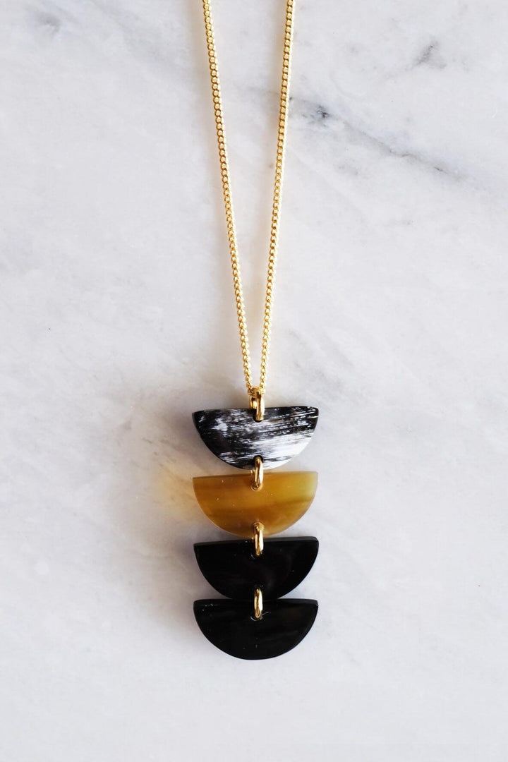 Hanoi Crescent Buffalo Horn Pendant Necklace