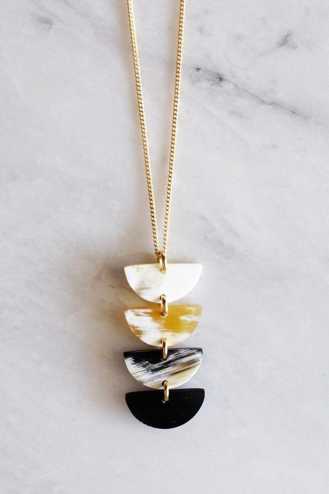 Hanoi Crescent Buffalo Horn Pendant Necklace