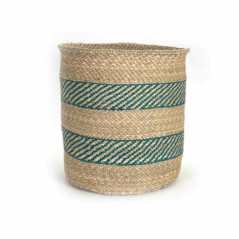 Iringa Basket - Turquoise Stripe