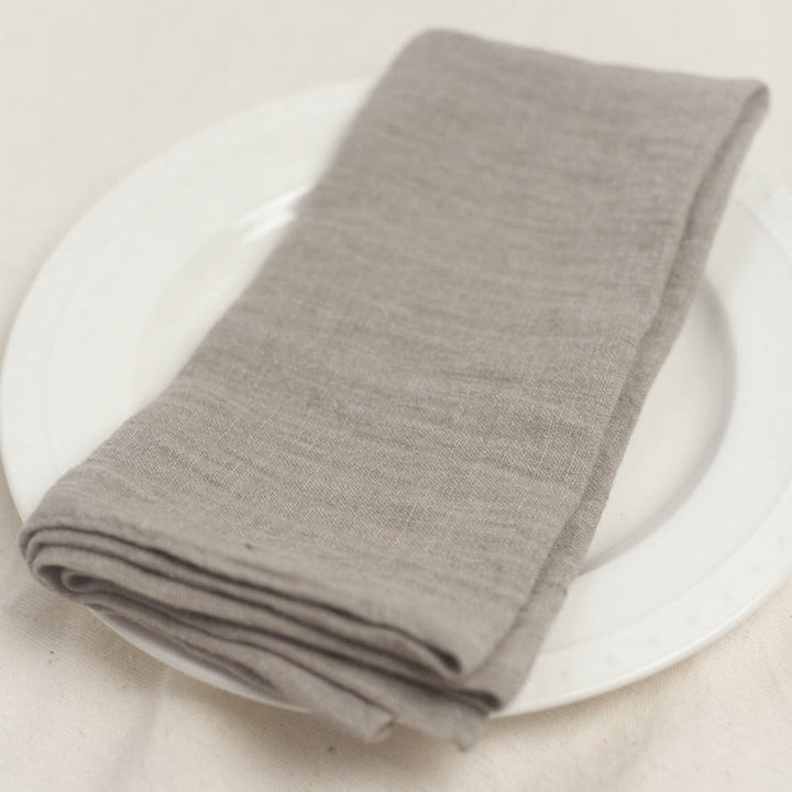 Stone Washed Linen Napkins, Flax - set of 4