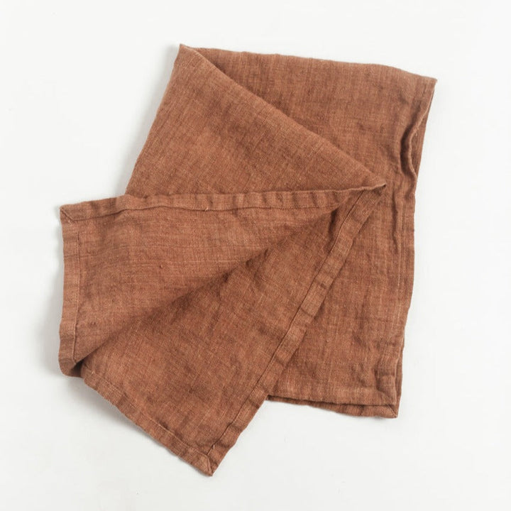 Stone Washed Linen Tea Towel - Terracotta