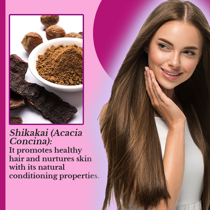 Hair Bliss- Natural Shikakai Acacia Herbal Hair & Skin Conditioning Powder- 12 Individual Sachets (10 gm each)- Reusable Brush & Tray Included