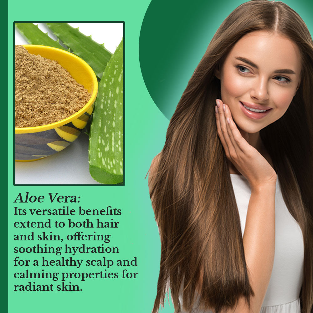 Hair Bliss- Natural Aloe Vera Herbal Hair & Skin Conditioning Powder- 12 Individual Sachets (10 gm each)- Reusable Brush & Tray Included