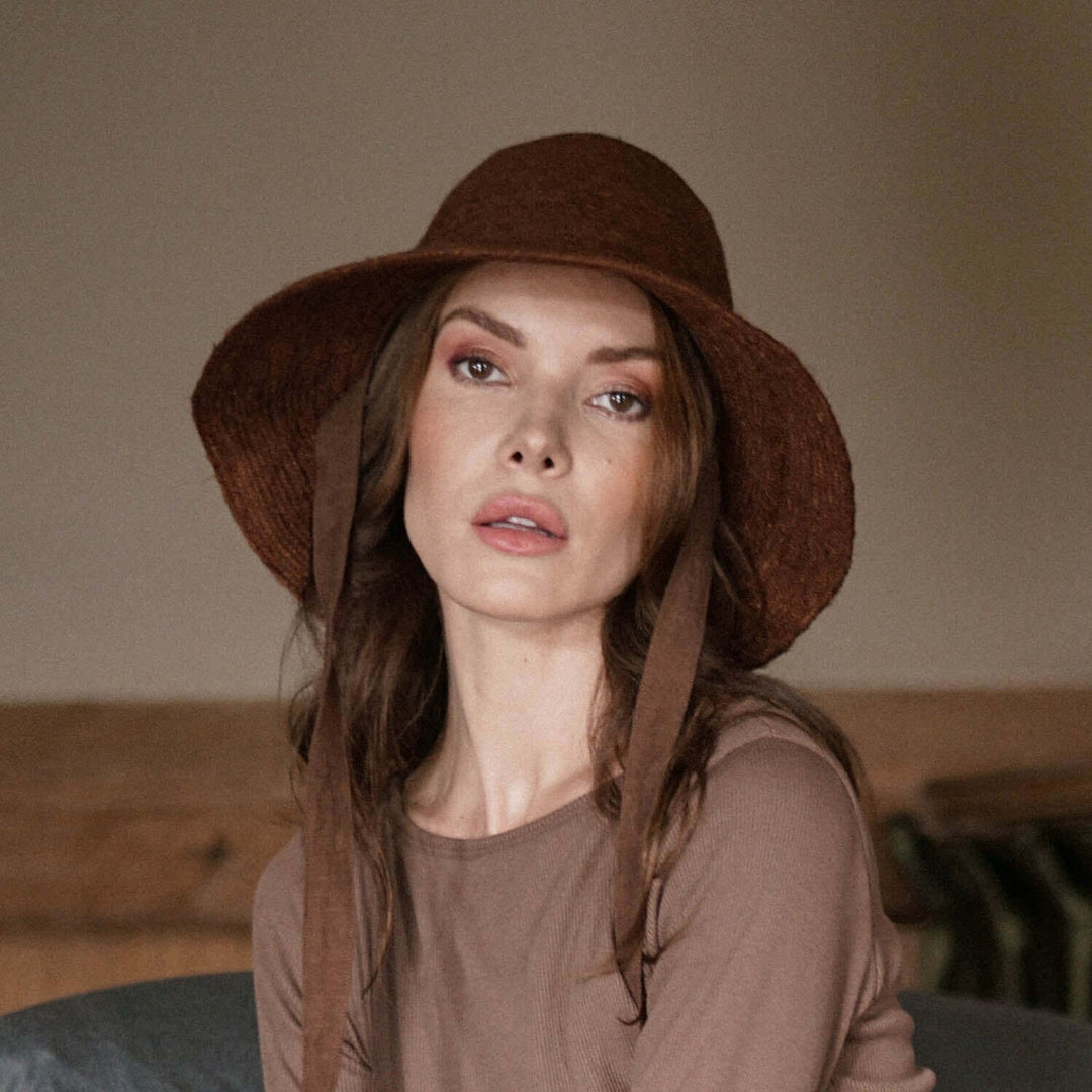 MEG Jute Straw Hat In Burnt Sienna