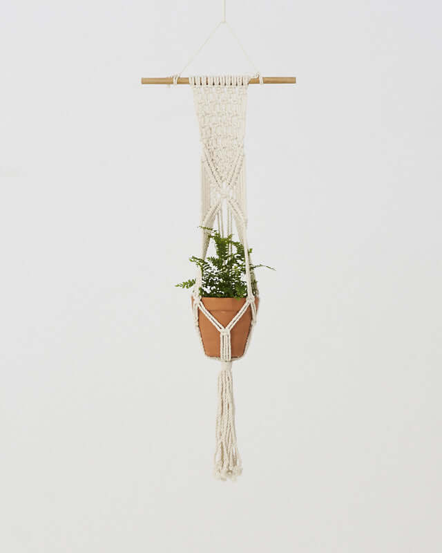 Mombacho Macrame Plant Holder | Natural White