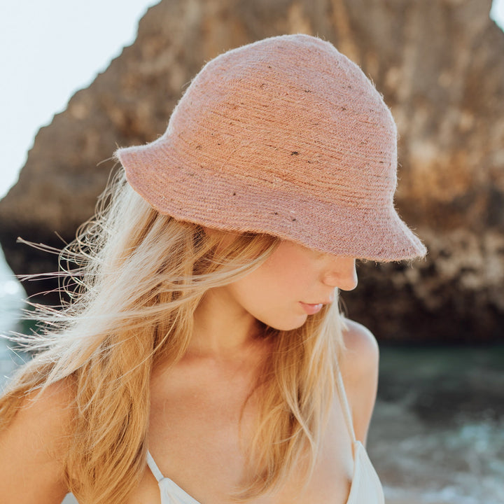 NALA Safari Jute Straw Hat In Blush Rose