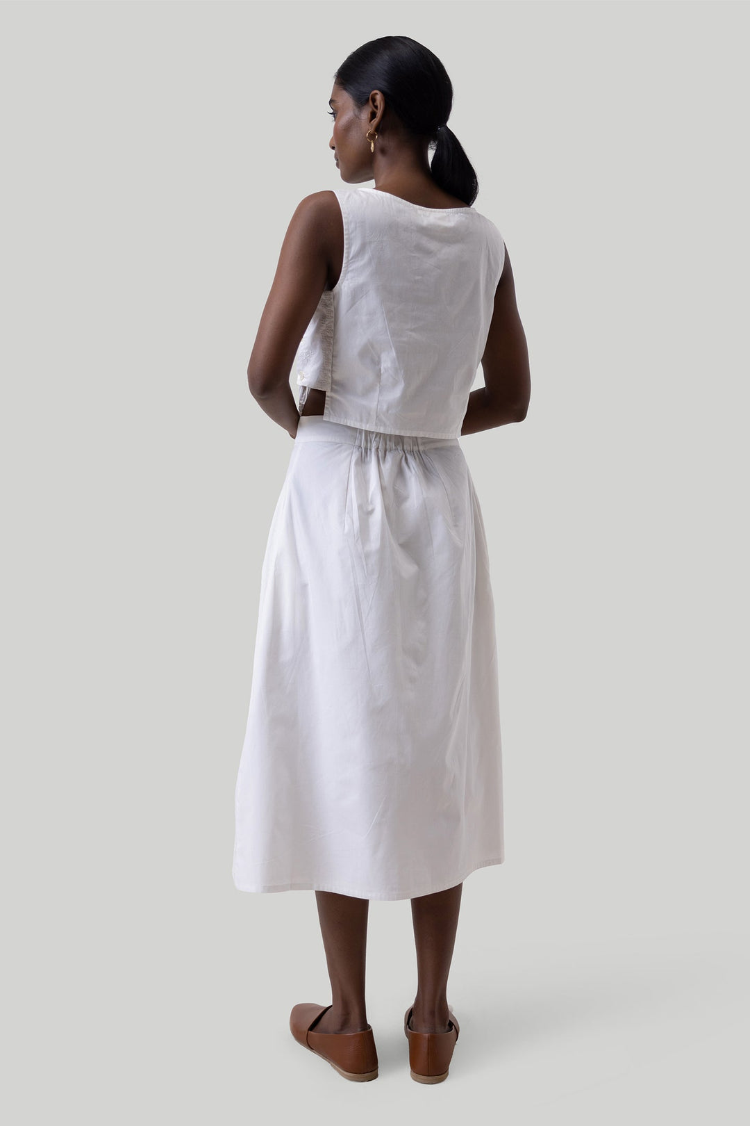 Overlap Midi Skirt in White