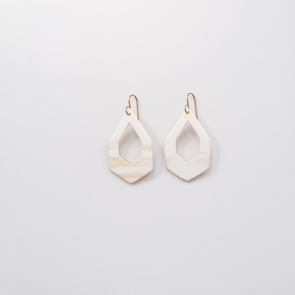 Hex Deco Drop Earrings - White