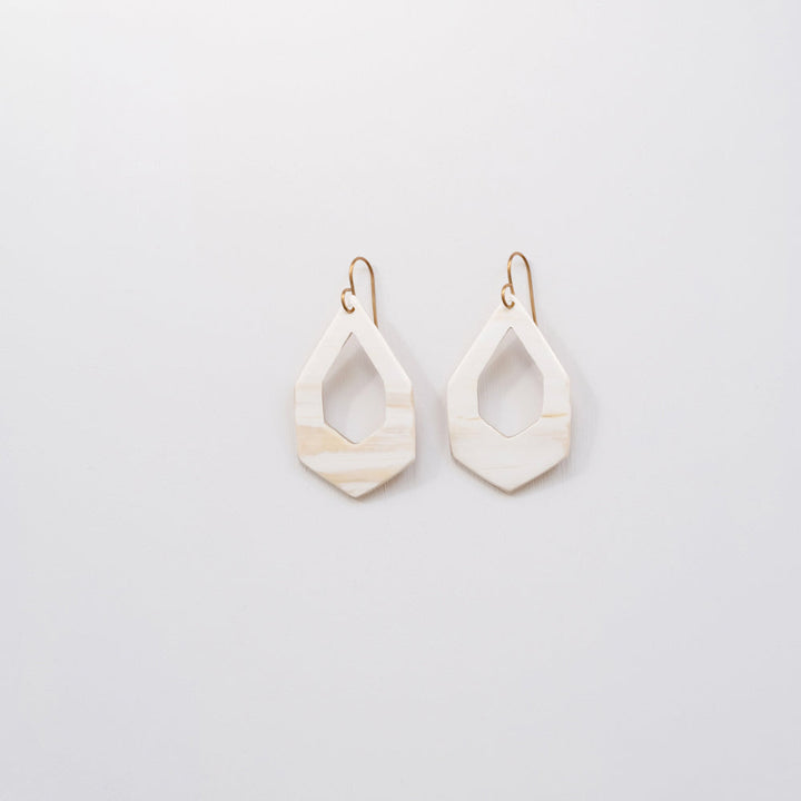 Hex Deco Drop Earrings - White