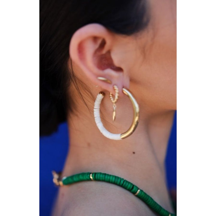 Karamu Hoop Earrings - Gold/White