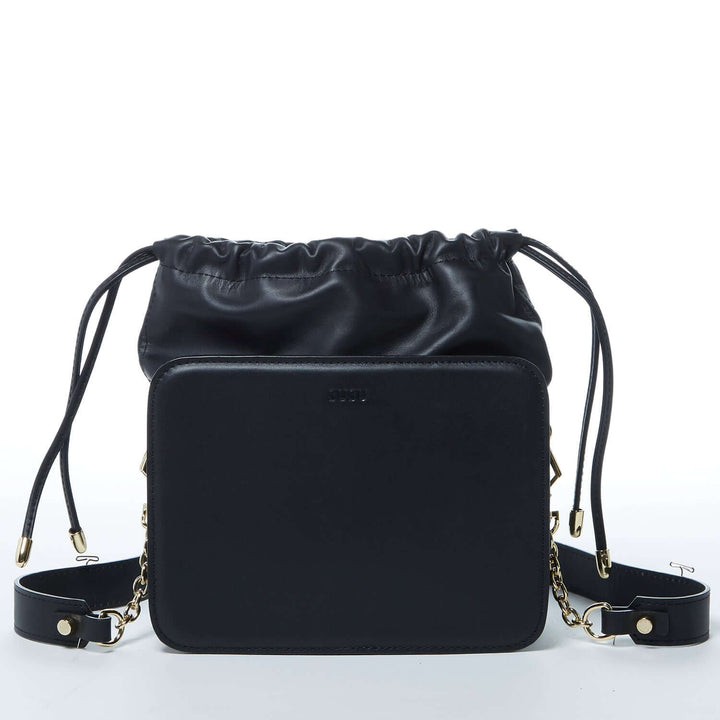 SUSU The Patricia Black Leather Purse Drawstring