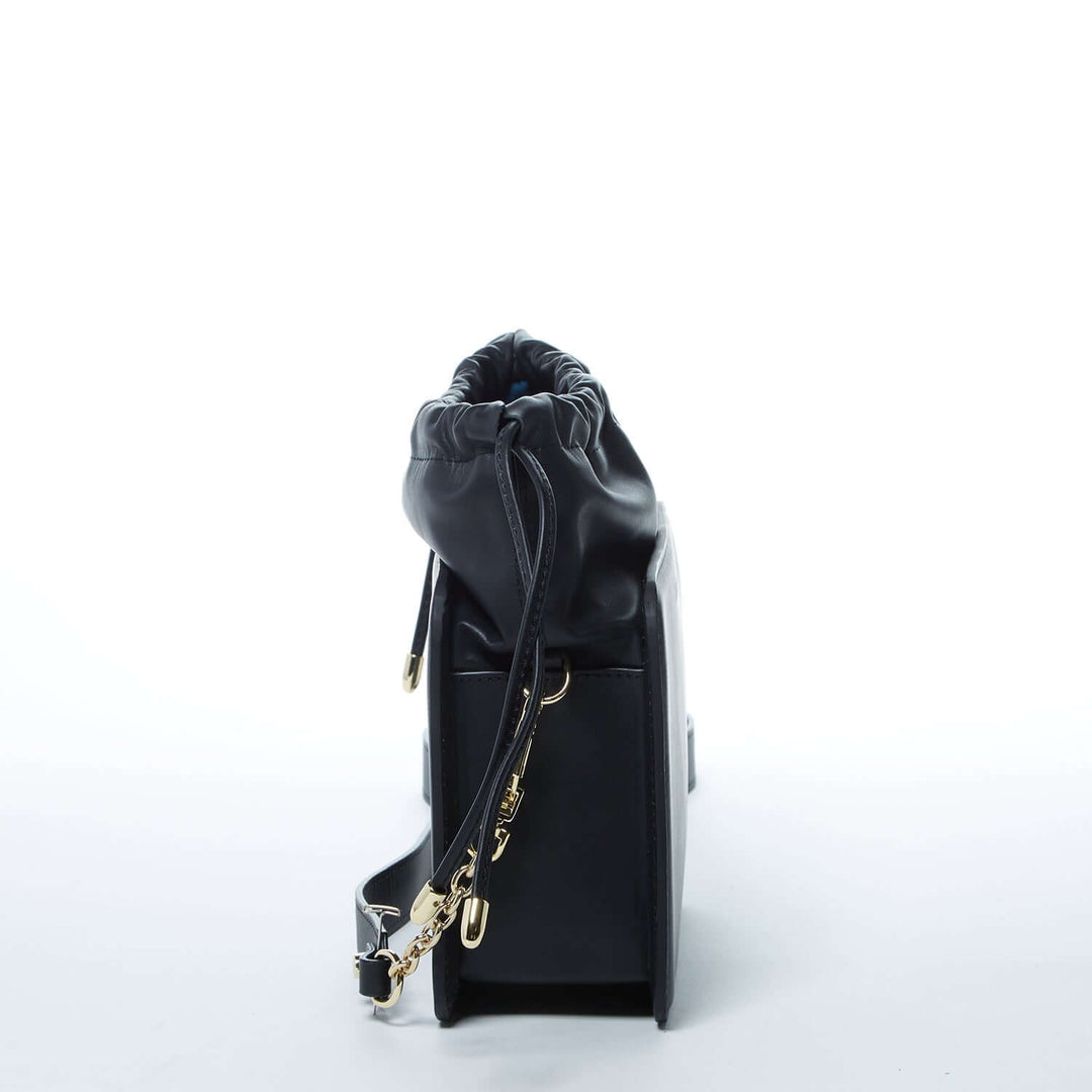 SUSU The Patricia Black Leather Purse Drawstring