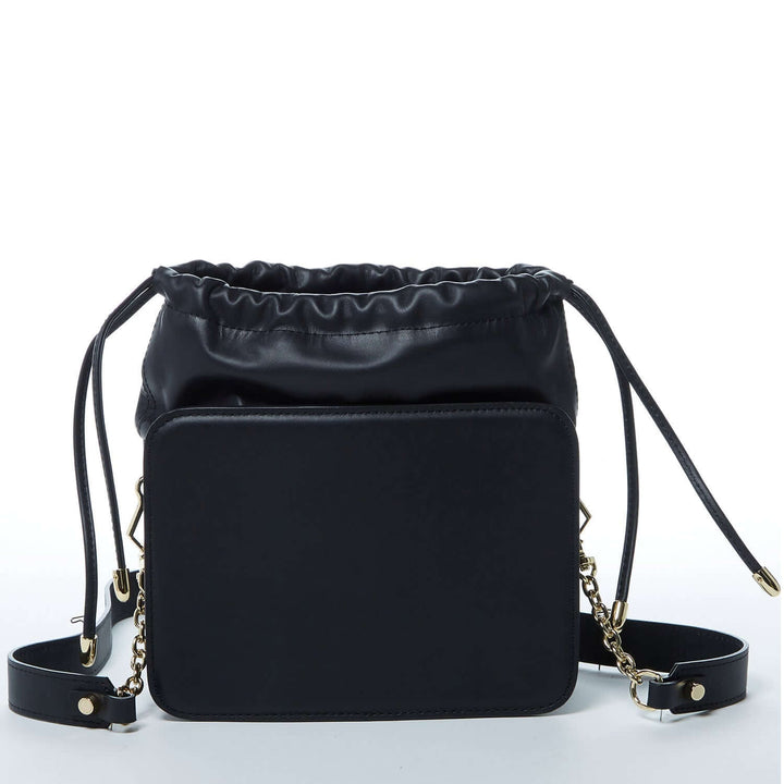 SUSU The Patricia Black Leather Purse Drawstring