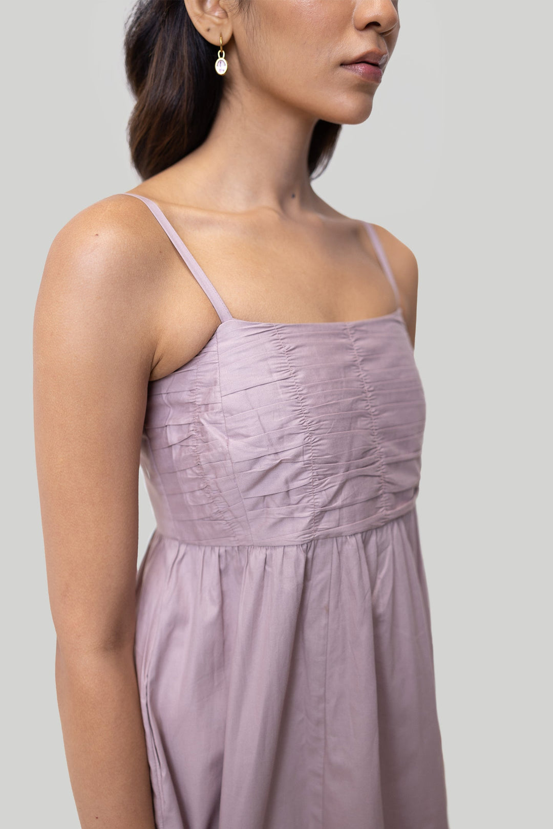 Ruched Strappy Dress in Pink