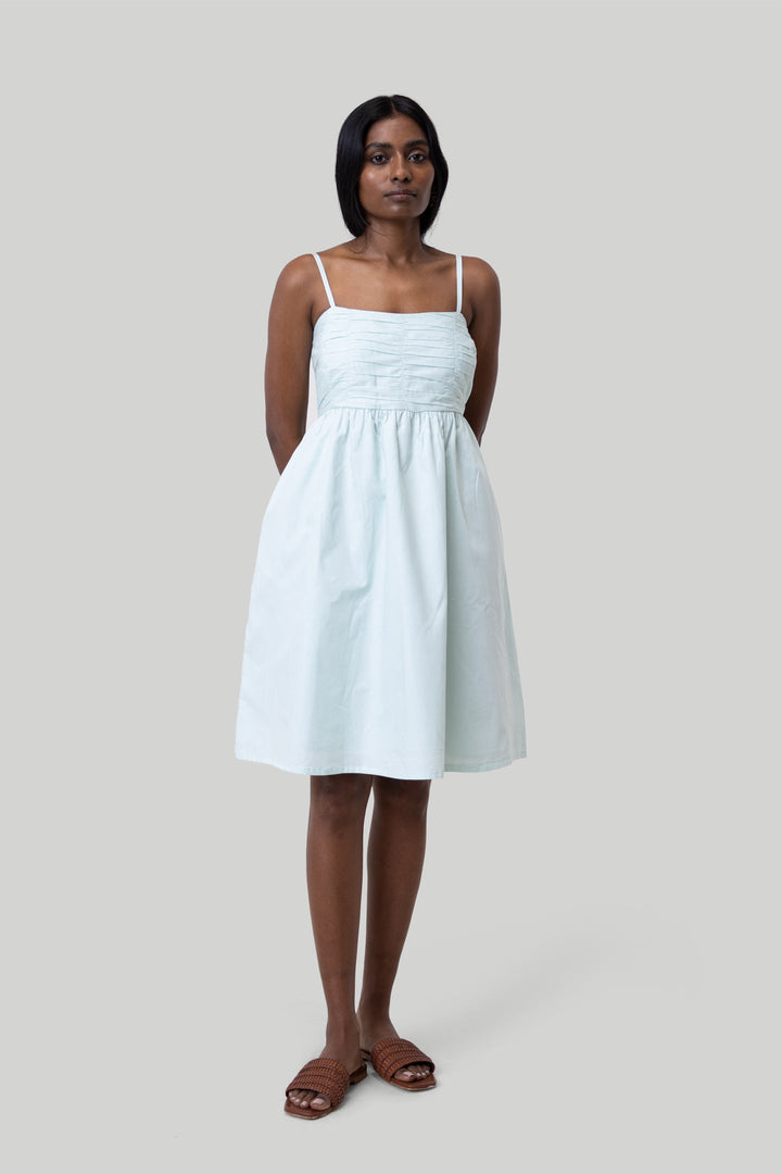 Ruched Strappy Dress in Mint