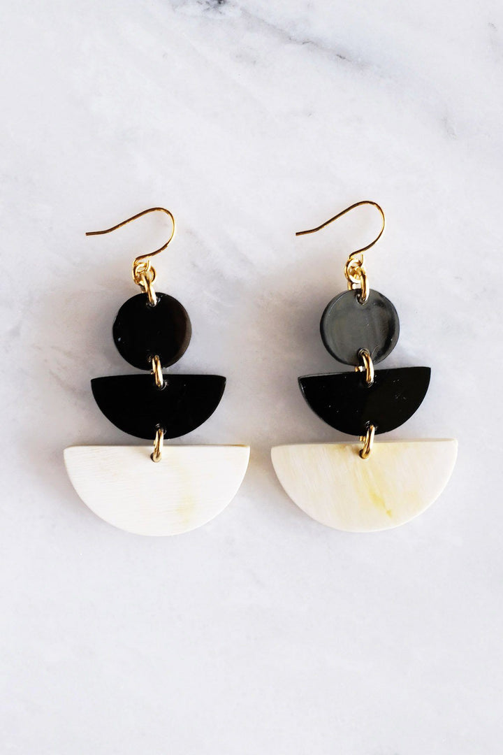 Saigon 16K Gold Plated Geometric Statement Buffalo Horn Earrings