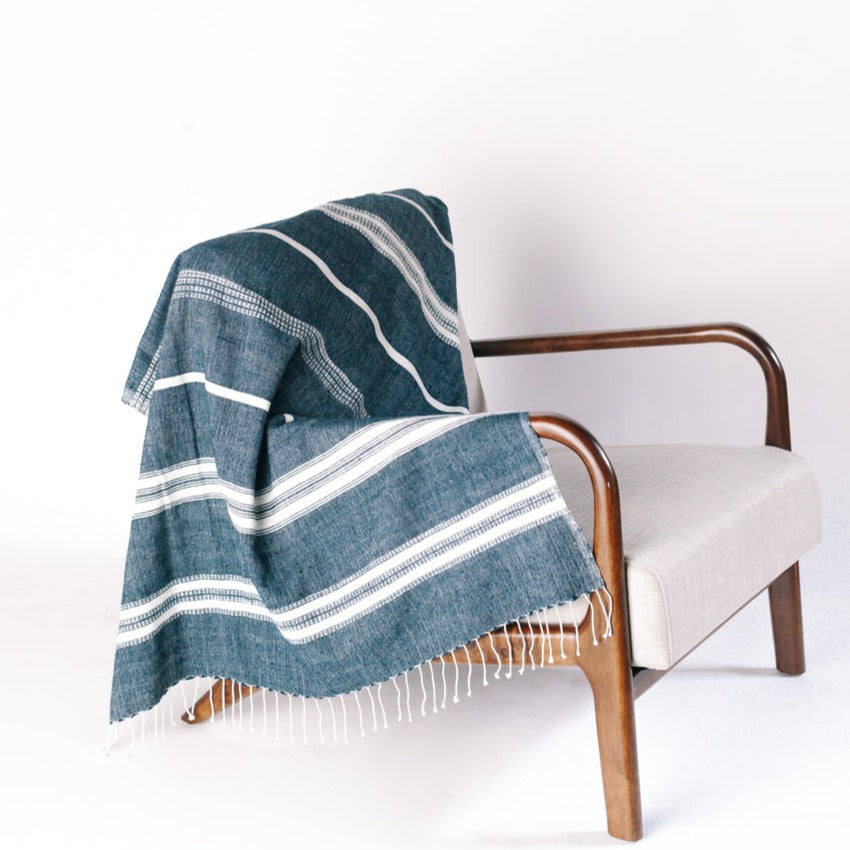 Aden Throw - Navy / Natural