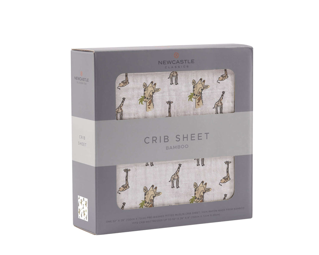 Hungry Giraffe Bamboo Muslin Crib Sheet