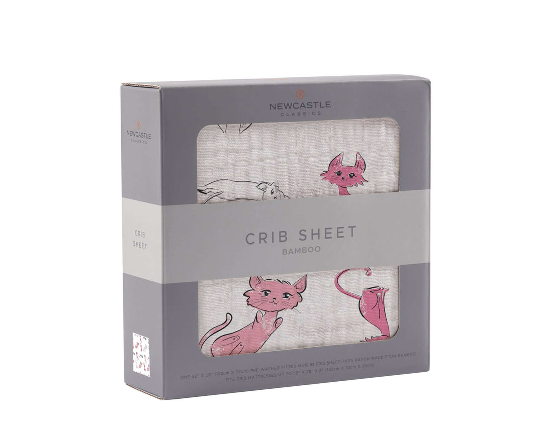 Playful Kitty Bamboo Muslin Crib Sheet