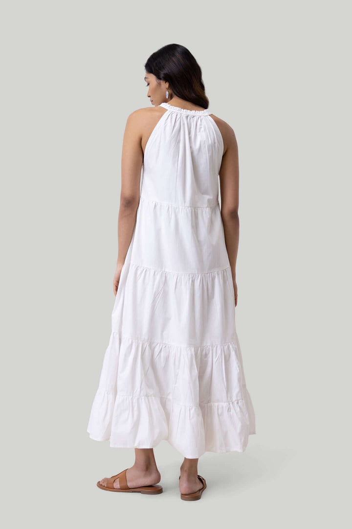 Sleeveless embroidered tiered maxi dress