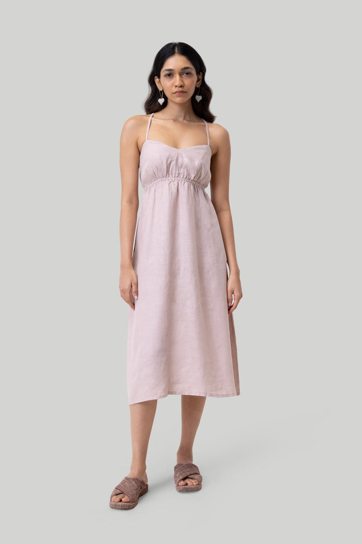 Strappy Midi Camisole Dress in Pink