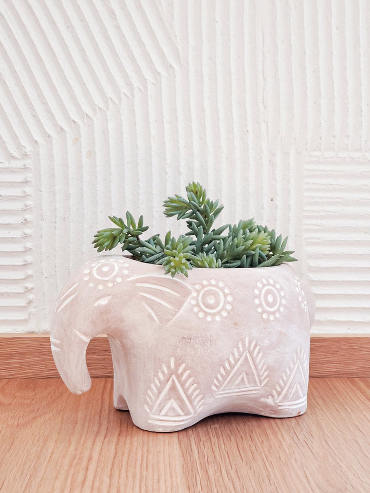 Terracotta Pot - Folk Elephant by KORISSA